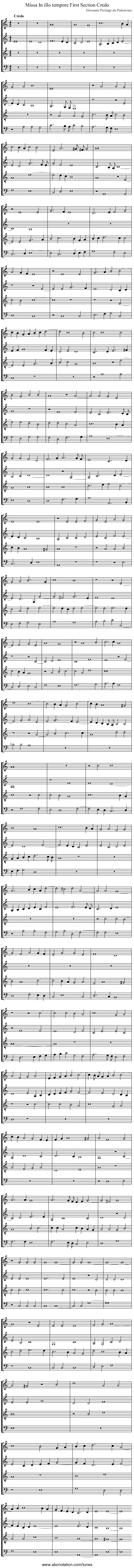 Missa In illo tempore First Section Credo - staff notation