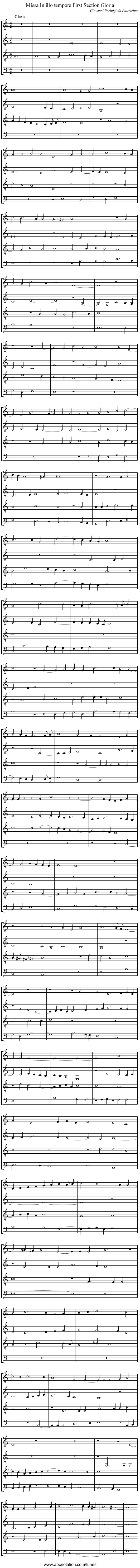 Missa In illo tempore First Section Gloria - staff notation
