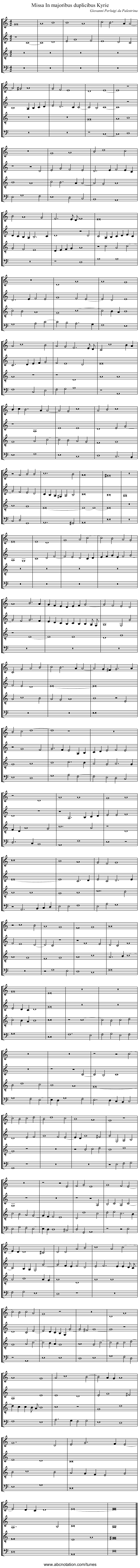 Missa In majoribus duplicibus Kyrie - staff notation