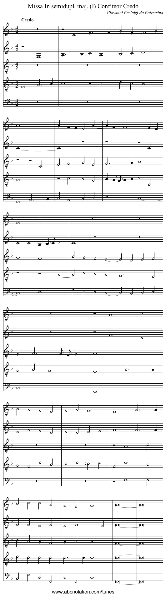 Missa In semidupl. maj. (I) Confiteor Credo - staff notation
