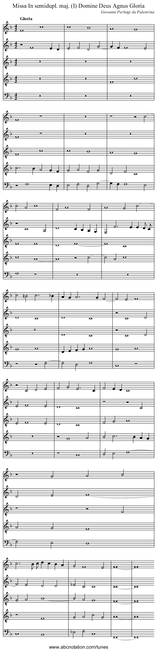 Missa In semidupl. maj. (I) Domine Deus Agnus Gloria - staff notation