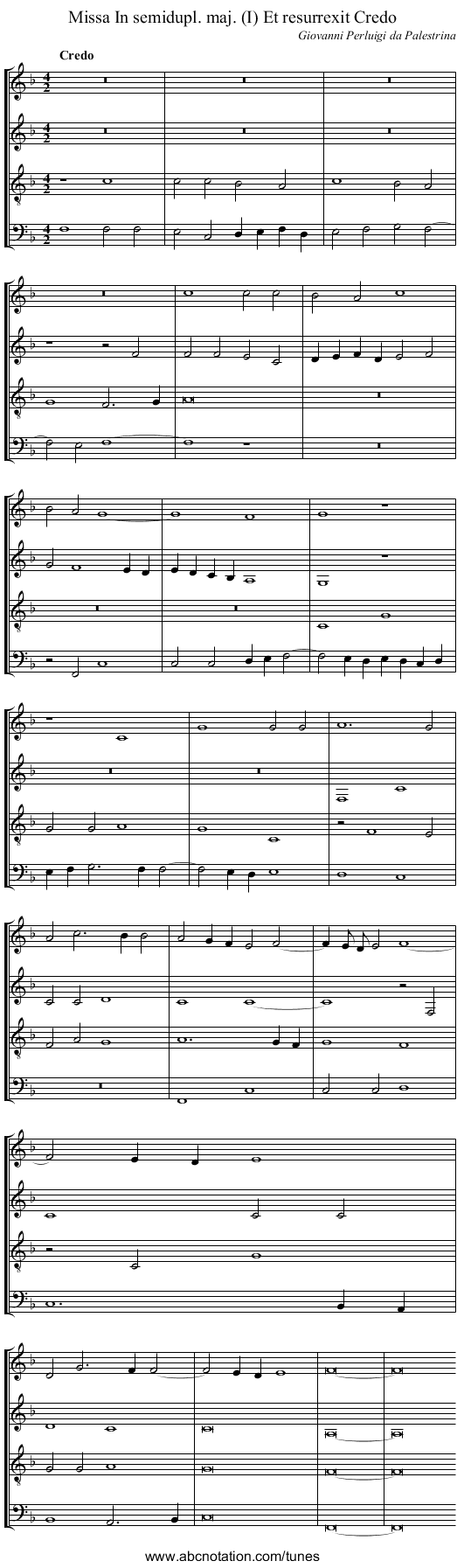 Missa In semidupl. maj. (I) Et resurrexit Credo - staff notation