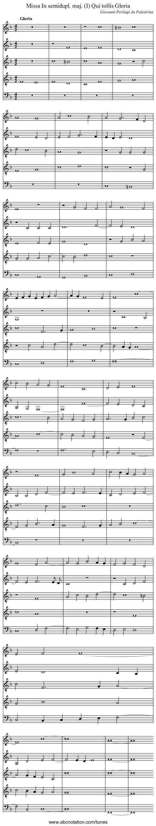 Missa In semidupl. maj. (I) Qui tollis Gloria - staff notation