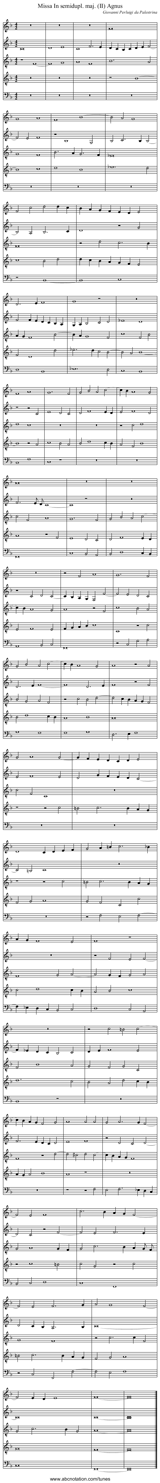 Missa In semidupl. maj. (II) Agnus - staff notation