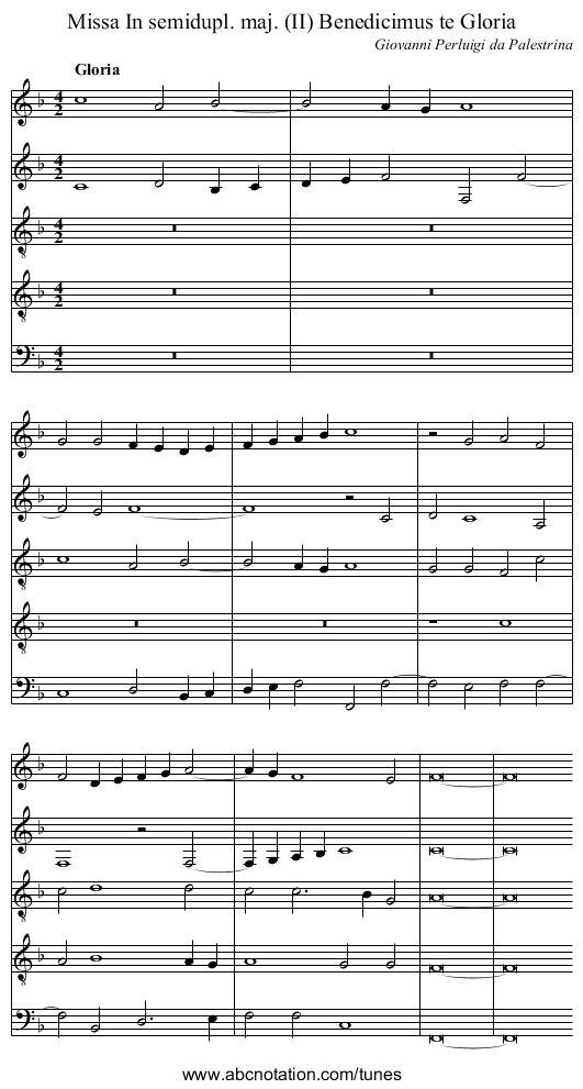 Missa In semidupl. maj. (II) Benedicimus te Gloria - staff notation