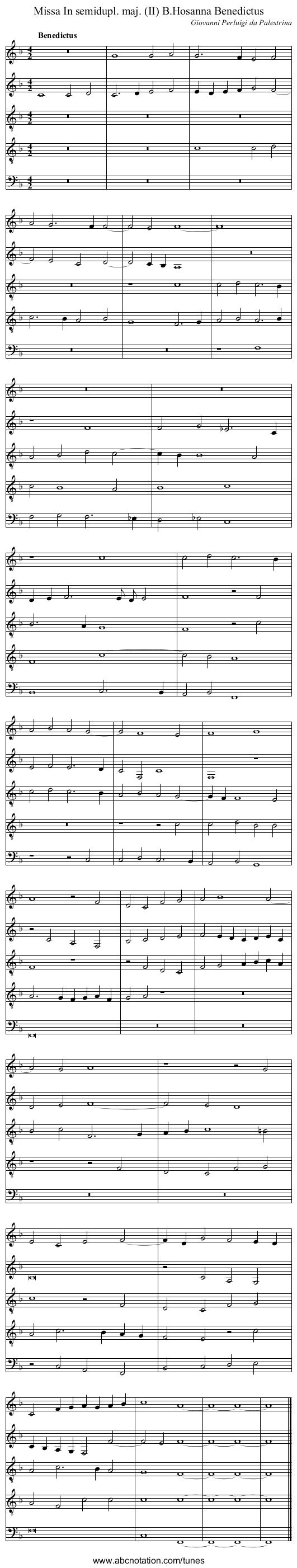 Missa In semidupl. maj. (II) B.Hosanna Benedictus - staff notation