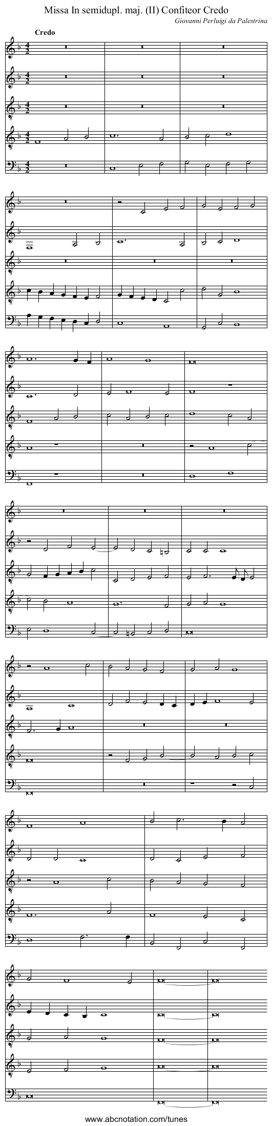 Missa In semidupl. maj. (II) Confiteor Credo - staff notation