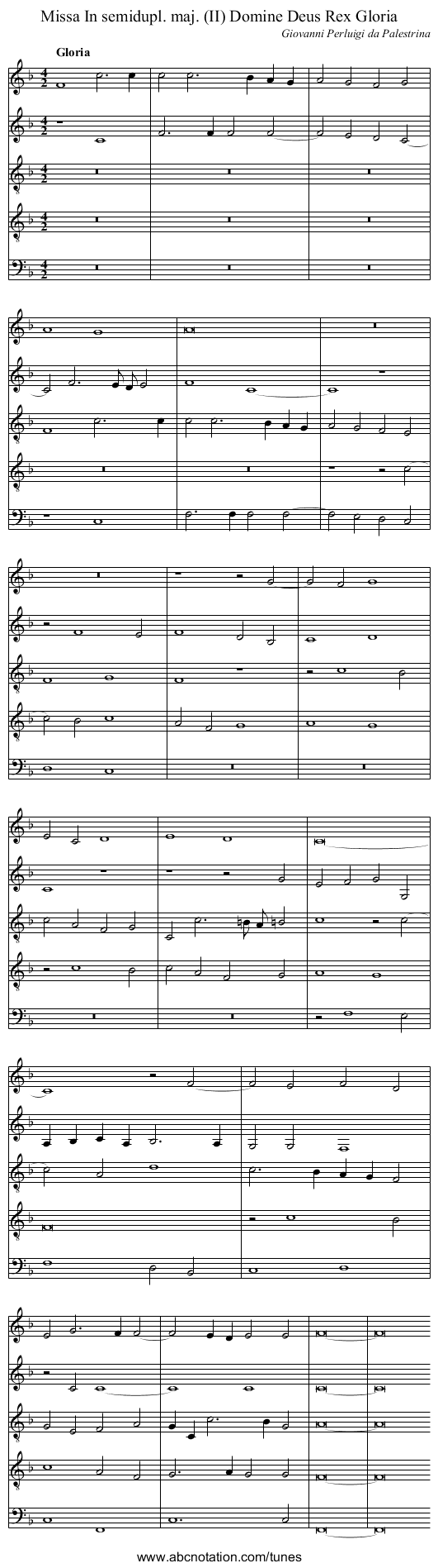 Missa In semidupl. maj. (II) Domine Deus Rex Gloria - staff notation