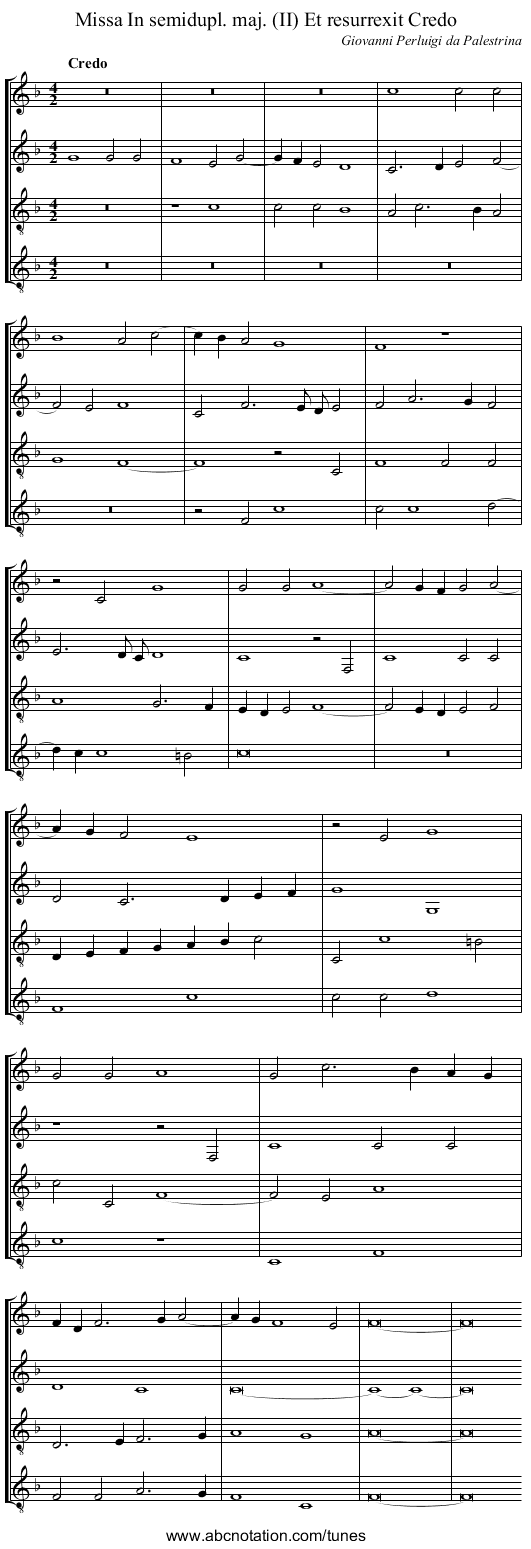 Missa In semidupl. maj. (II) Et resurrexit Credo - staff notation