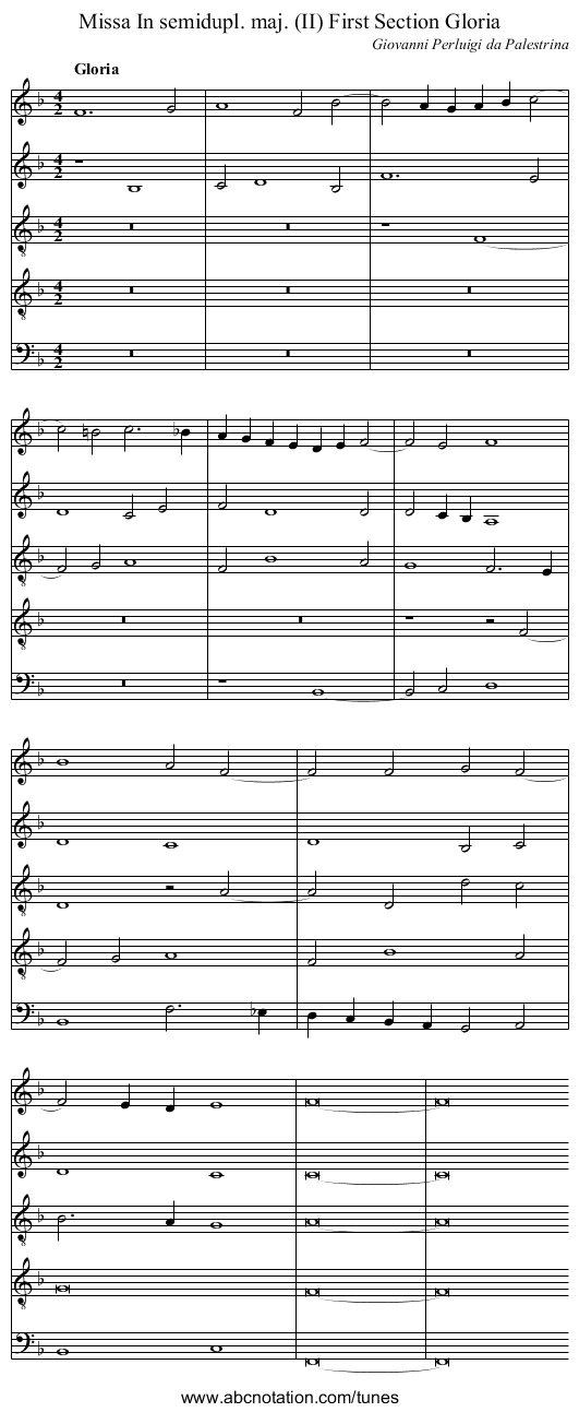 Missa In semidupl. maj. (II) First Section Gloria - staff notation