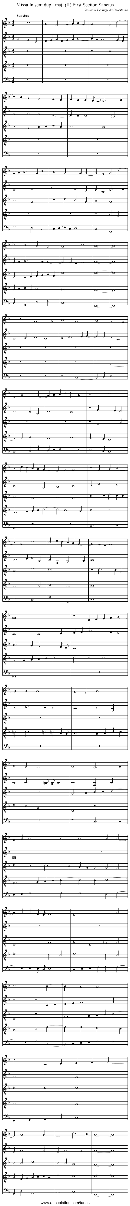 Missa In semidupl. maj. (II) First Section Sanctus - staff notation