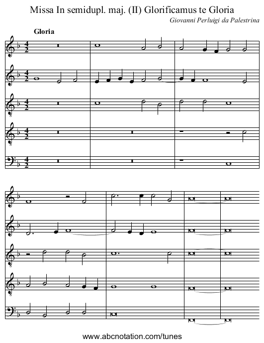 Missa In semidupl. maj. (II) Glorificamus te Gloria - staff notation