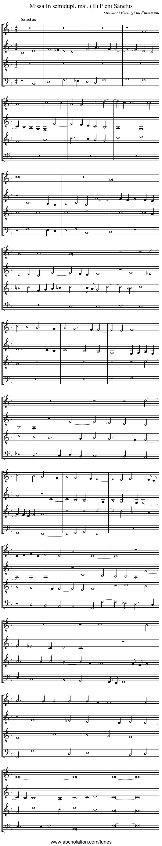Missa In semidupl. maj. (II) Pleni Sanctus - staff notation