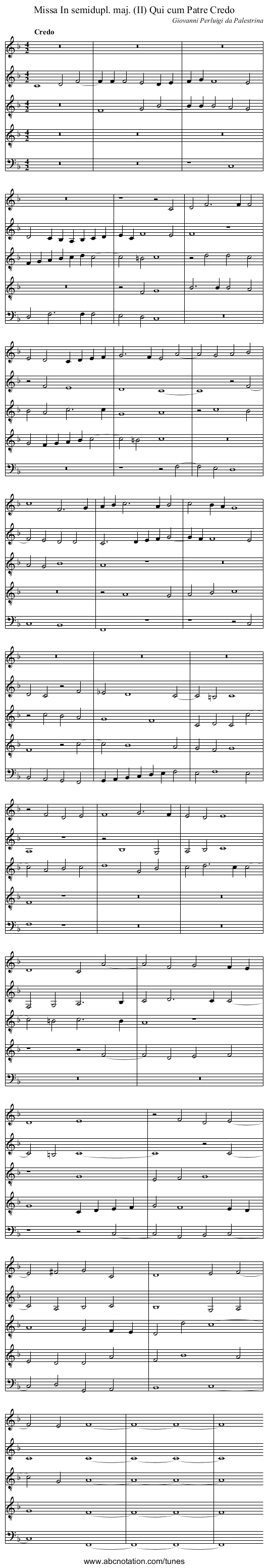 Missa In semidupl. maj. (II) Qui cum Patre Credo - staff notation