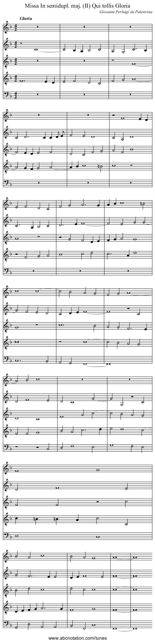 Missa In semidupl. maj. (II) Qui tollis Gloria - staff notation