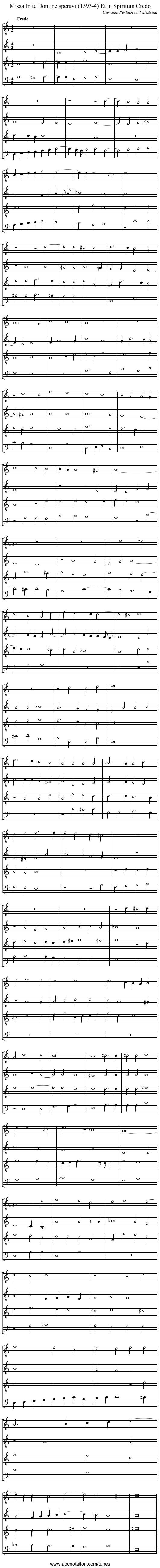 Missa In te Domine speravi (1593-4) Et in Spiritum Credo - staff notation