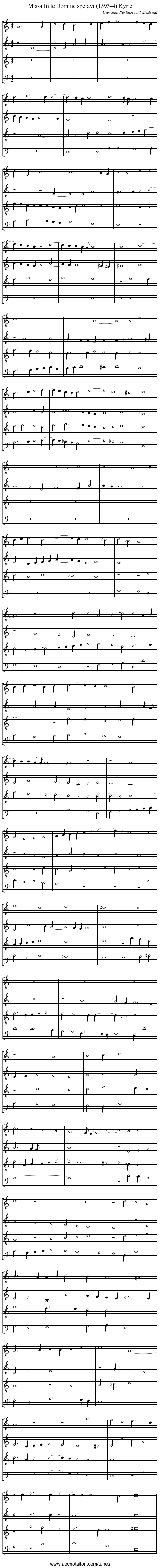 Missa In te Domine speravi (1593-4) Kyrie - staff notation