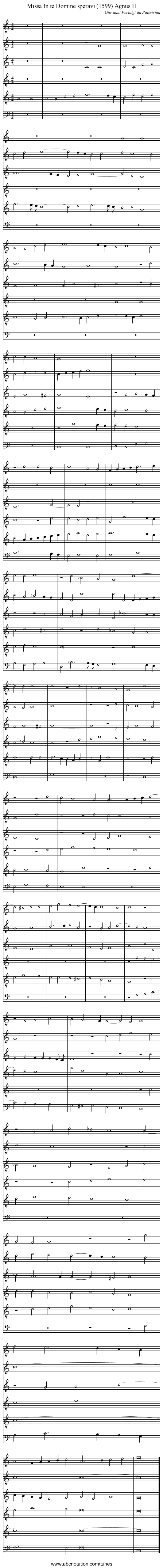 Missa In te Domine speravi (1599) Agnus II - staff notation