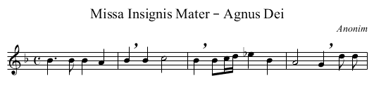 Missa Insignis Mater – Agnus Dei - staff notation