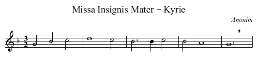 Missa Insignis Mater – Kyrie - staff notation