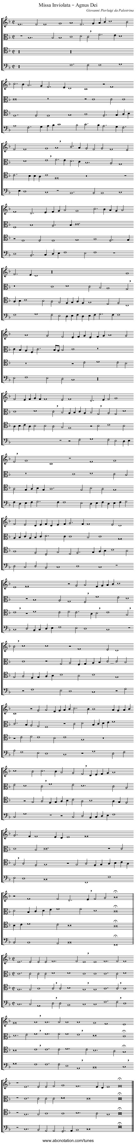 Missa Inviolata – Agnus Dei - staff notation