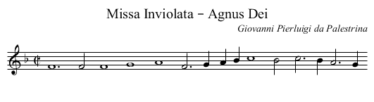 Missa Inviolata – Agnus Dei - staff notation