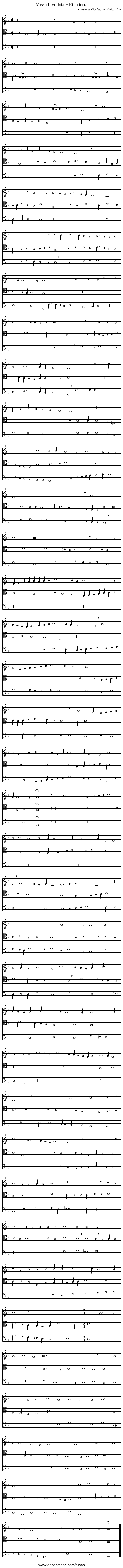 Missa Inviolata – Et in terra - staff notation