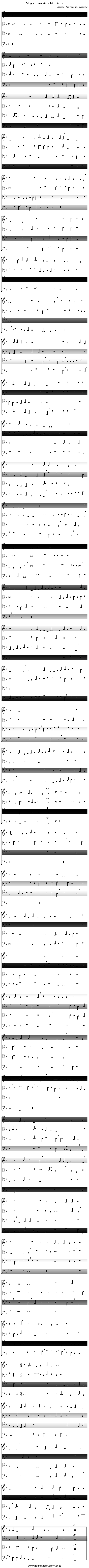 Missa Inviolata – Et in terra - staff notation