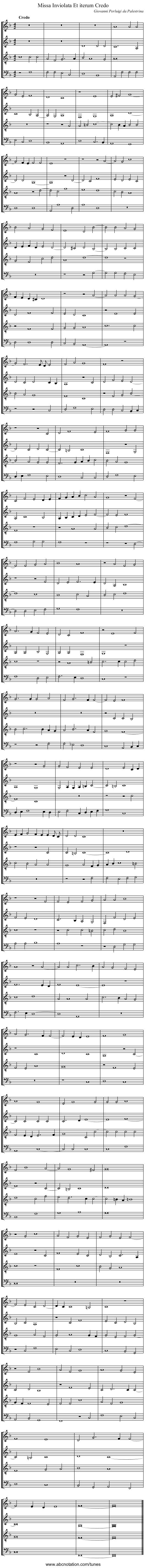Missa Inviolata Et iterum Credo - staff notation