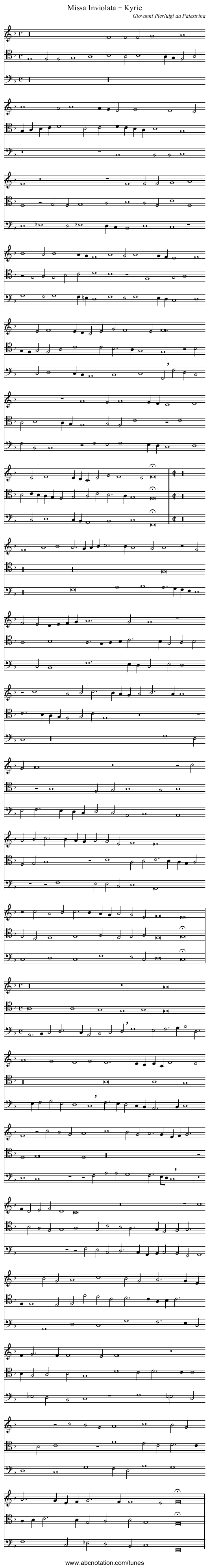 Missa Inviolata – Kyrie - staff notation