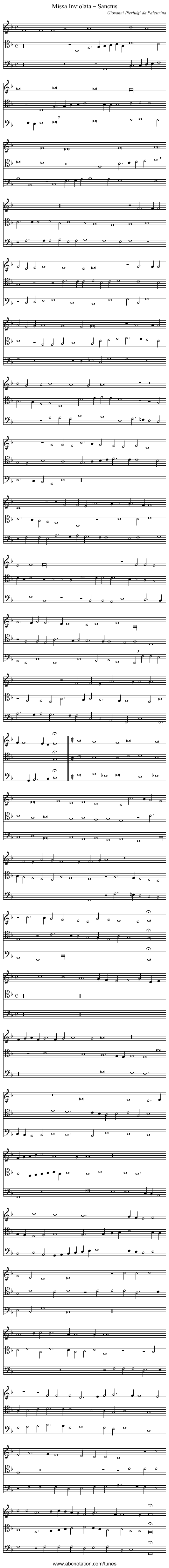 Missa Inviolata – Sanctus - staff notation