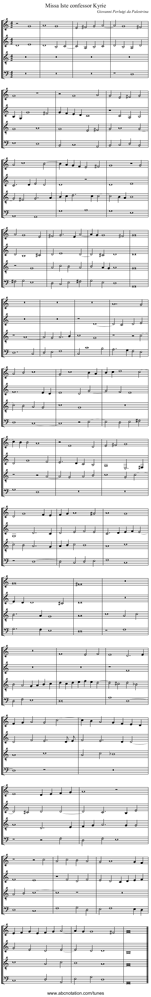 Missa Iste confessor Kyrie - staff notation