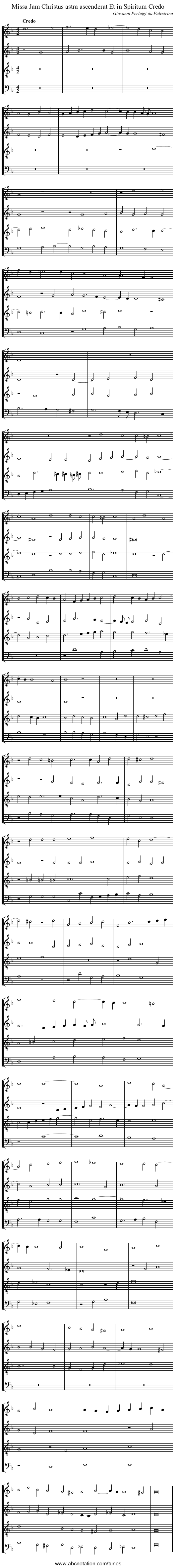 Missa Jam Christus astra ascenderat Et in Spiritum Credo - staff notation