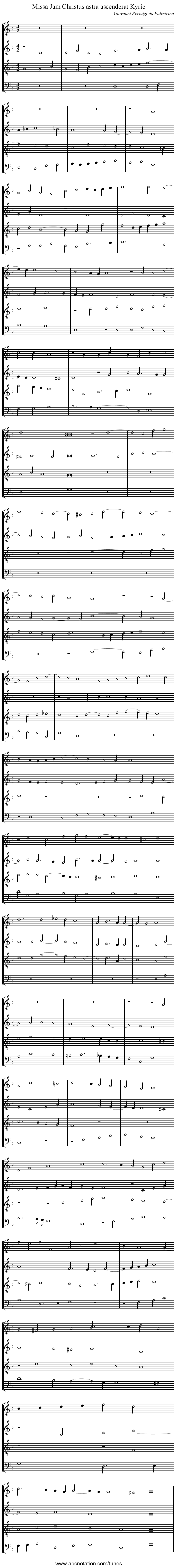 Missa Jam Christus astra ascenderat Kyrie - staff notation