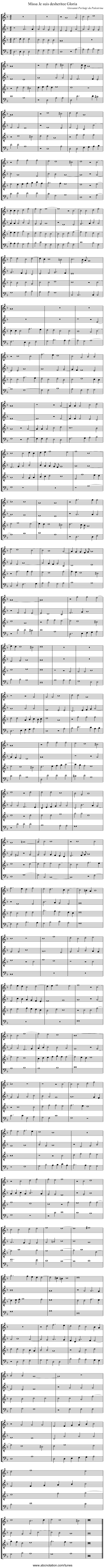 Missa Je suis desheritee Gloria - staff notation