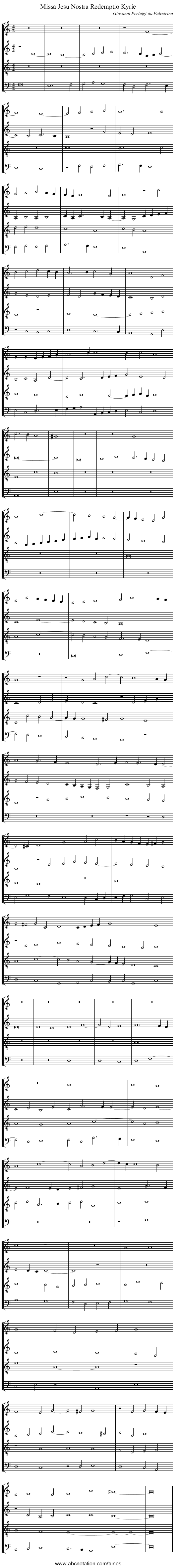 Missa Jesu Nostra Redemptio Kyrie - staff notation