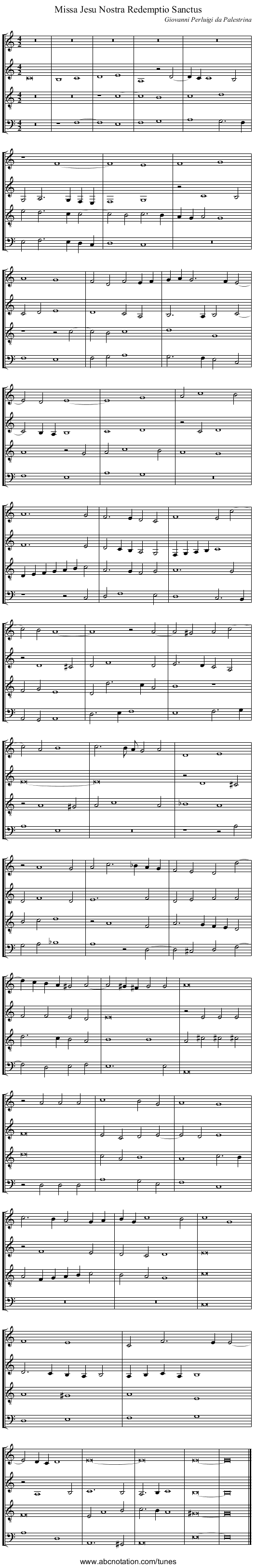 Missa Jesu Nostra Redemptio Sanctus - staff notation