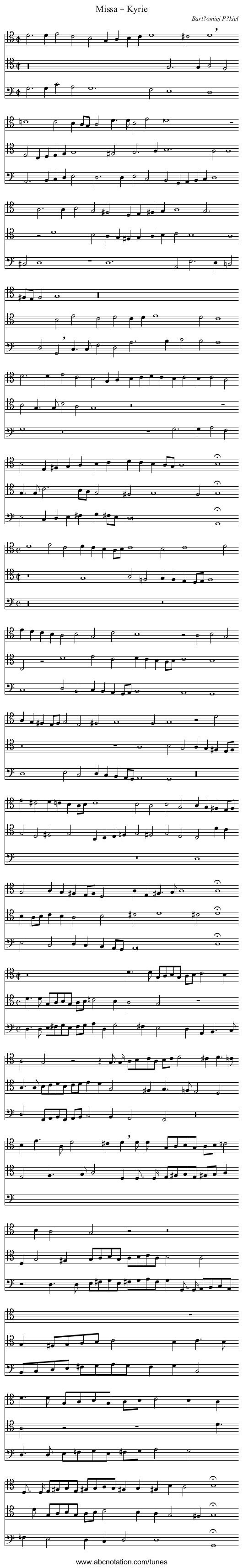 Missa – Kyrie - staff notation