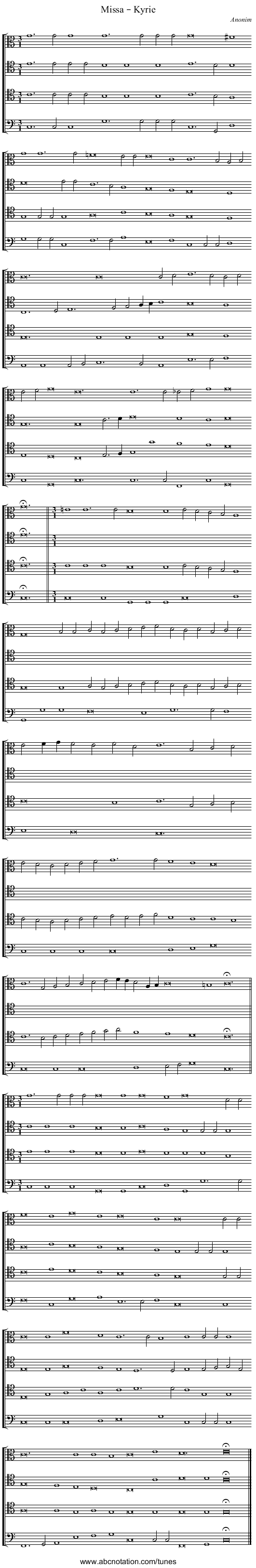 Missa – Kyrie - staff notation