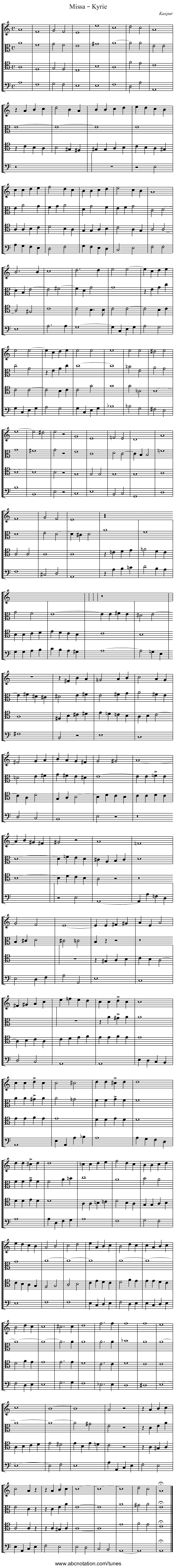 Missa – Kyrie - staff notation