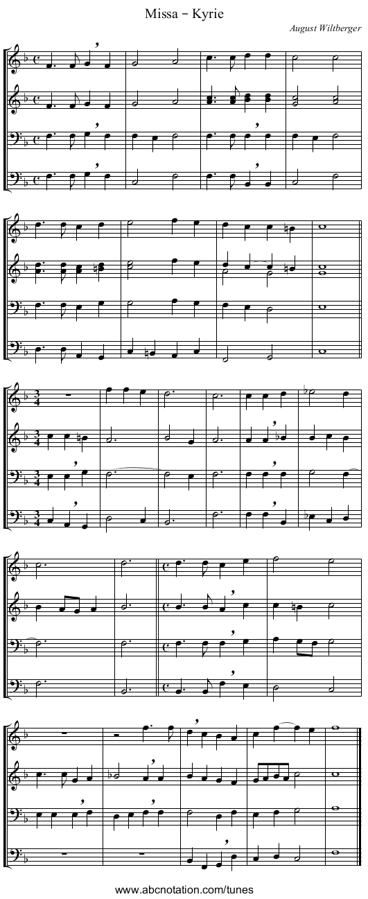 Missa – Kyrie - staff notation