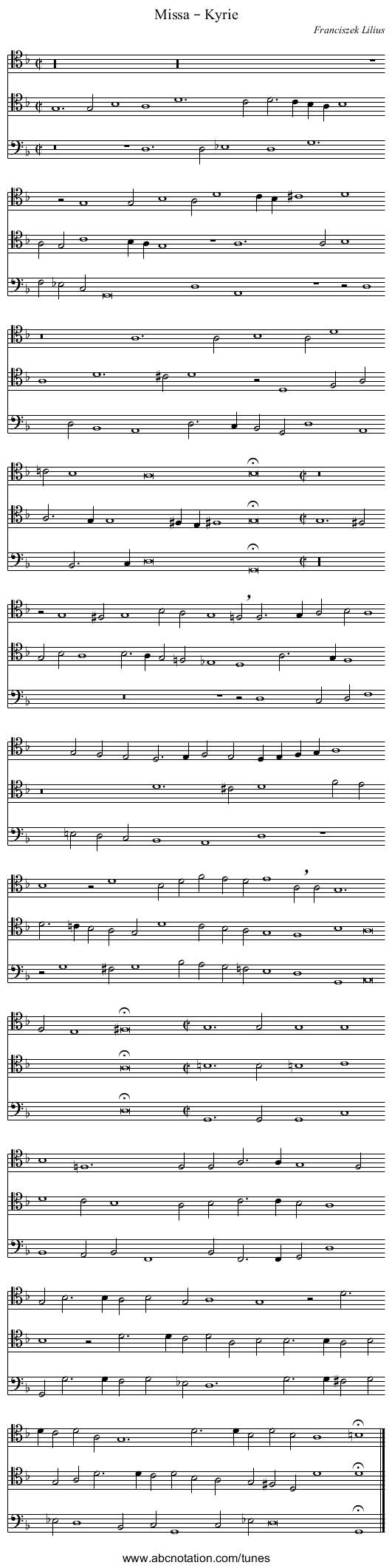 Missa – Kyrie - staff notation