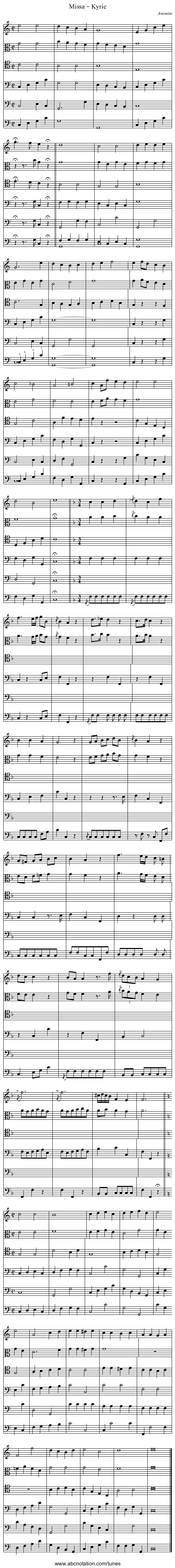 Missa – Kyrie - staff notation