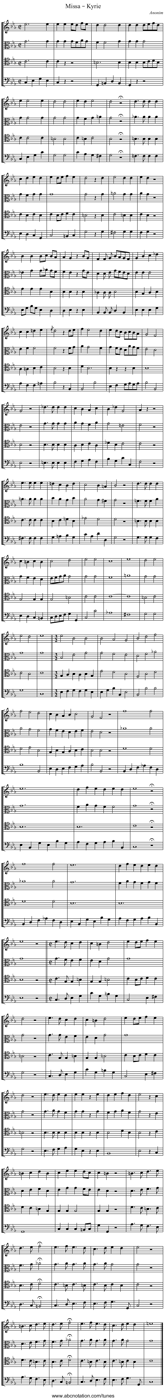 Missa – Kyrie - staff notation