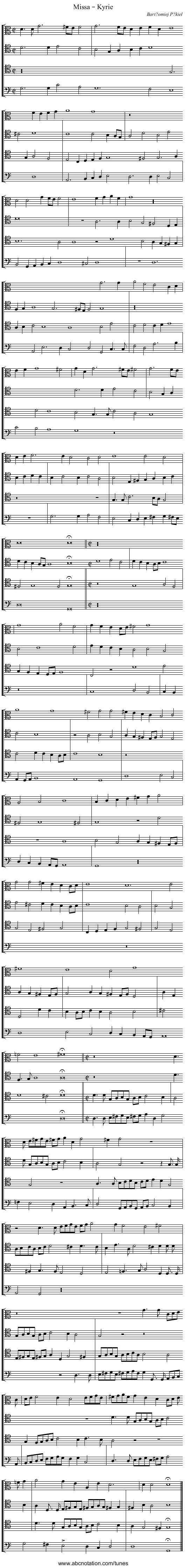 Missa – Kyrie - staff notation