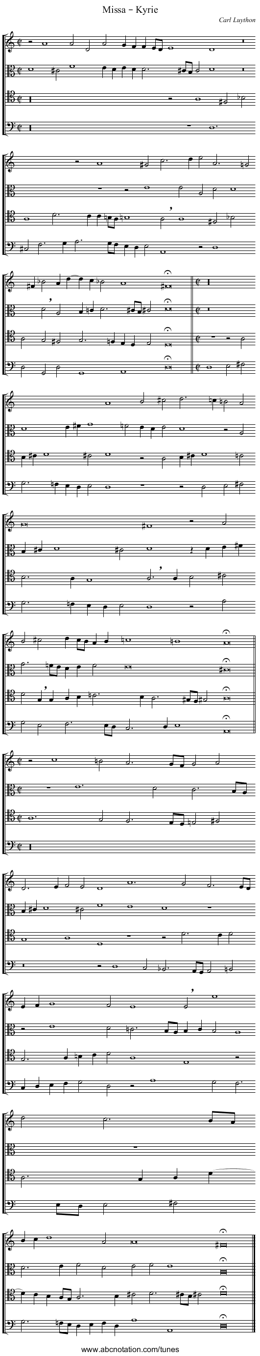 Missa – Kyrie - staff notation