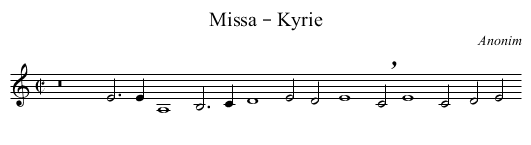 Missa – Kyrie - staff notation
