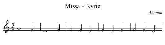 Missa – Kyrie - staff notation