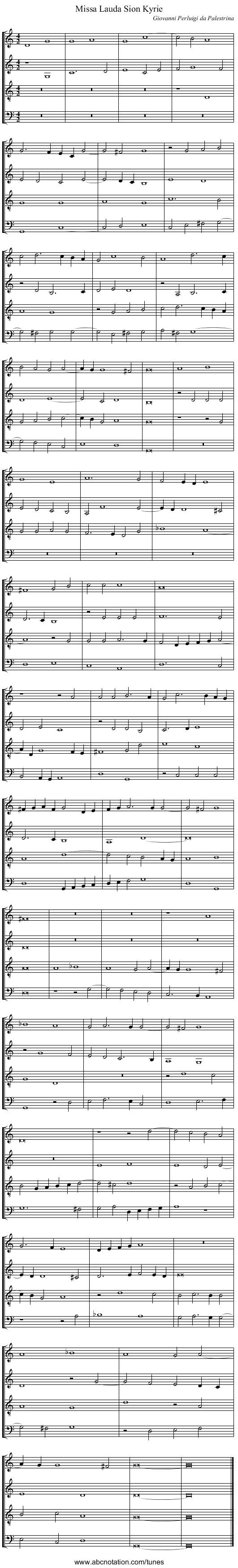 Missa Lauda Sion Kyrie - staff notation