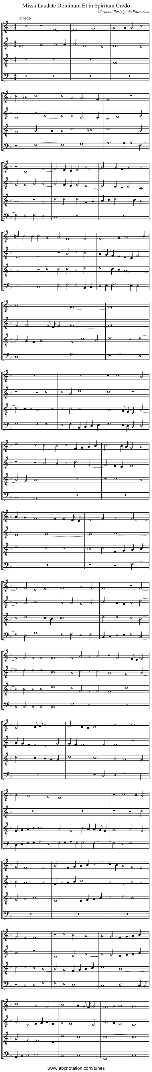 Missa Laudate Dominum Et in Spiritum Credo - staff notation